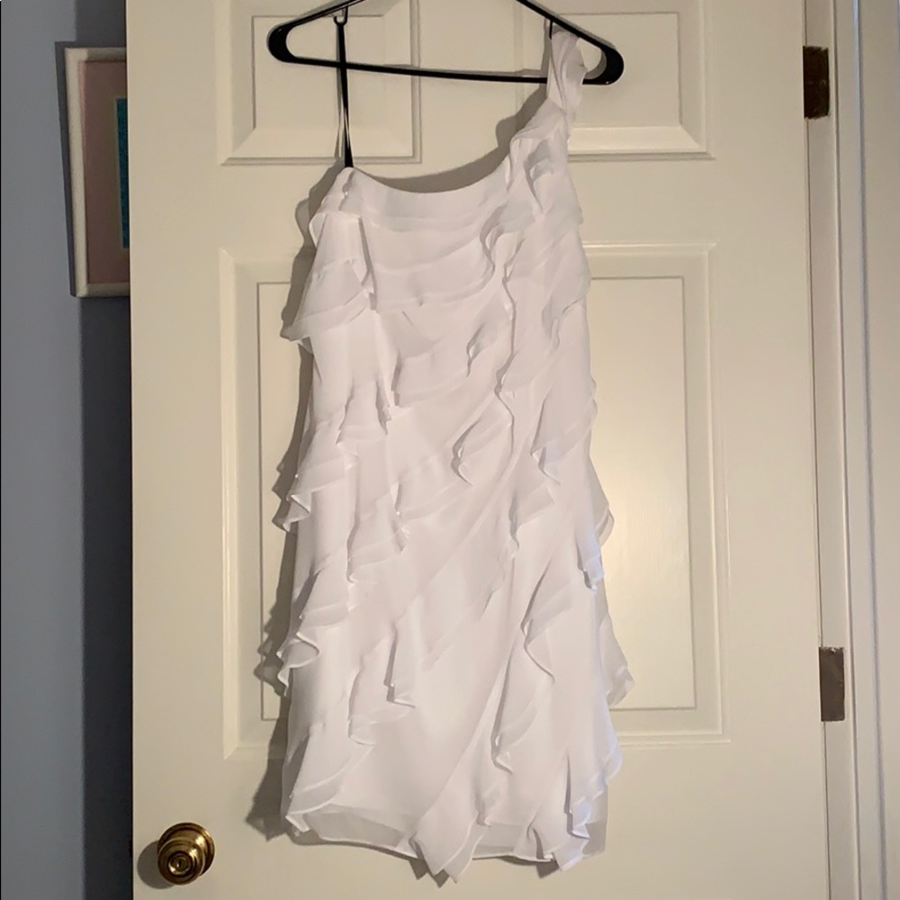 White Ruffled Off shoulder Dress